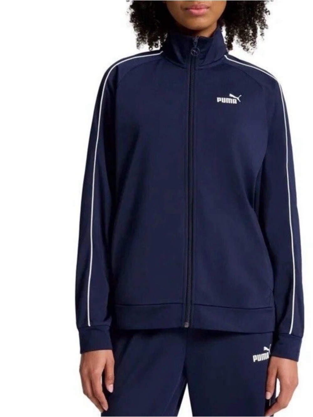 Puma Navy and White Women's Zip Track Jacket
